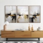 Neutral Abstract Wall Decor Mid Century Modern Framed Wall Art, Black and Brown ... - Image 6