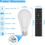 A19 LED Light Bulbs with Remote Control, 800LM 9W (60W Equivalent) Bulbs,Steples... - Image 4