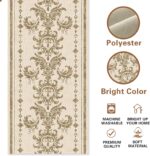 Vintage Gold Scrollwork Border Dining Table Runner, Retro Luxury Golden Damask B... - Image 3