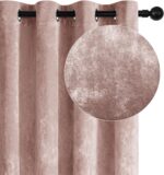 SMILETIME Pink Crushed Velvet Grommet Curtains 52x84 inch Luxurious Thermal Insu... - Image 3