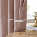 SMILETIME Pink Crushed Velvet Grommet Curtains 52x84 inch Luxurious Thermal Insu... - Image 4