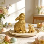 Resin Gold Bunny Decor Rabbit Figurines, Small Easter Bunny Figurine Set of 2, E... - Image 3