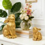 Resin Gold Bunny Decor Rabbit Figurines, Small Easter Bunny Figurine Set of 2, E... - Image 5