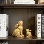 Resin Gold Bunny Decor Rabbit Figurines, Small Easter Bunny Figurine Set of 2, E... - Image 6