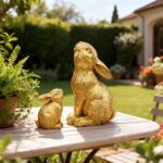 Resin Gold Bunny Decor Rabbit Figurines, Small Easter Bunny Figurine Set of 2, E... - Image 8