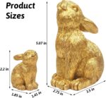 Resin Gold Bunny Decor Rabbit Figurines, Small Easter Bunny Figurine Set of 2, E... - Image 9