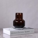 Amber Vase – Brown Glass, Modern Clear Glass Vase with Wide Mouth for Flowers, D... - Image 6