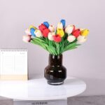 Amber Vase – Brown Glass, Modern Clear Glass Vase with Wide Mouth for Flowers, D... - Image 7