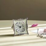 NIKKY HOME Crystal Elegant Small Quartz Analog Table Clock with Rosy Rhinestone ... - Image 4