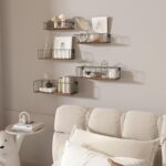 CRUGLA Floating Shelves Wall Mounted Set of 5, Hanging Storage Wall Shelf with R... - Image 3