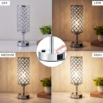 Hong-in Crystal Lamp Touch Control Set of 2, Sliver Crystal Table Lamps with USB... - Image 3