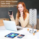 Hong-in Crystal Lamp Touch Control Set of 2, Sliver Crystal Table Lamps with USB... - Image 4