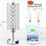 Hong-in Crystal Lamp Touch Control Set of 2, Sliver Crystal Table Lamps with USB... - Image 5