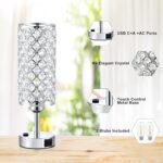 Hong-in Crystal Lamp Touch Control Set of 2, Sliver Crystal Table Lamps with USB... - Image 8