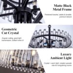 Wellmet Black Modern Glass Chandelier, Castle Design Large Pendant Light, 9-Ligh... - Image 4