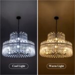Wellmet Black Modern Glass Chandelier, Castle Design Large Pendant Light, 9-Ligh... - Image 5