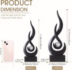 FJS Black Flame Statue, 11.8" Abstract Resin Sculpture for Modern Home Decor, Mi... - Image 4