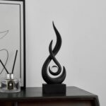 FJS Black Flame Statue, 11.8" Abstract Resin Sculpture for Modern Home Decor, Mi... - Image 8