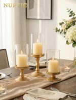 NUPTIO Hurricane Glass Candle Holders: Pillar Candle Stand with Open Ended Chimn... - Image 3