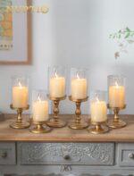 NUPTIO Hurricane Glass Candle Holders: Pillar Candle Stand with Open Ended Chimn... - Image 4
