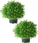 florisso 2 Pack Artificial Boxwood Topiary Trees, UV-Resistant Faux Realistic Gr... - Image 8