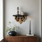SOFE Distressed Black and Gold Floating Shelves Wood, 12" Long Wall Shelving Dis... - Image 3