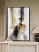 3-Piece Black & Gold Abstract Wall Art - Modern Textured Canvas Prints with Hand... - Image 9