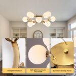 Modern Sputnik Chandelier Light Fixture, 12-Light Gold Bubble Glass Chandeliers ... - Image 6