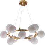 Modern Sputnik Chandelier Light Fixture, 12-Light Gold Bubble Glass Chandeliers ... - Image 8