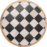 Creative Co-Op Checkered Lazy Susan in Mango Wood and Marble, White, Black and N... - Image 6