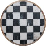 Creative Co-Op Checkered Lazy Susan in Mango Wood and Marble, White, Black and N... - Image 7