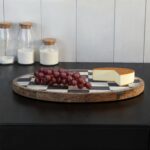 Creative Co-Op Checkered Lazy Susan in Mango Wood and Marble, White, Black and N... - Image 8