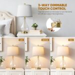 QiMH Glass Table Lamps for Living Room, Bedside Lamps Set of 2 with USB A+C Char... - Image 3