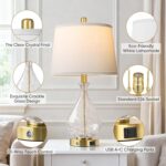 QiMH Glass Table Lamps for Living Room, Bedside Lamps Set of 2 with USB A+C Char... - Image 4