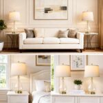 QiMH Glass Table Lamps for Living Room, Bedside Lamps Set of 2 with USB A+C Char... - Image 7