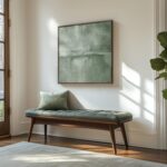 Framed Sage Green Abstract Wall Art, Modern Canvas Prints Artwork for Walls, Squ... - Image 3