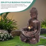 18.9" H Buddha Outdoor Water Fountain, Zen Style Garden Fountain with LED Lights... - Image 5