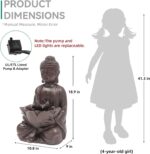 18.9" H Buddha Outdoor Water Fountain, Zen Style Garden Fountain with LED Lights... - Image 6