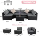 7 Pieces Black Patio Furniture Set - All-Weather Outdoor Sectional Wicker Conver... - Image 3
