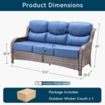 Luxury Outdoor Patio Furniture Set-Wicker High Backrest 3-Seat Patio Sofa with C... - Image 3