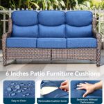 Luxury Outdoor Patio Furniture Set-Wicker High Backrest 3-Seat Patio Sofa with C... - Image 5