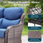Luxury Outdoor Patio Furniture Set-Wicker High Backrest 3-Seat Patio Sofa with C... - Image 7