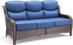 Luxury Outdoor Patio Furniture Set-Wicker High Backrest 3-Seat Patio Sofa with C... - Image 8