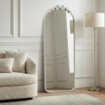 Besdomus Arched Mirror Full Length: 21"x56" Bow Champagne Silver Large Floor Sta... - Image 6