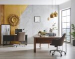 Forma Square Modern Wall Clock, 16" Minimalist Black Frame with Gold Trim, Quart... - Image 3