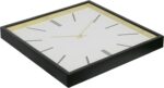 Forma Square Modern Wall Clock, 16" Minimalist Black Frame with Gold Trim, Quart... - Image 5