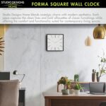 Forma Square Modern Wall Clock, 16" Minimalist Black Frame with Gold Trim, Quart... - Image 8