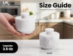 MARBLOUS KRAFTS Marble Salt Cellar with Lid 3" Inch White Stone Salt Holder for ... - Image 4