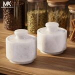 MARBLOUS KRAFTS Marble Salt Cellar with Lid 3" Inch White Stone Salt Holder for ... - Image 5