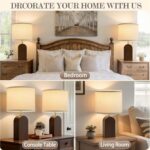 EJIAXIN Wood Table Lamps Set of 2-19" Walnut Farmhouse Bedside Lamp with Adjusta... - Image 3